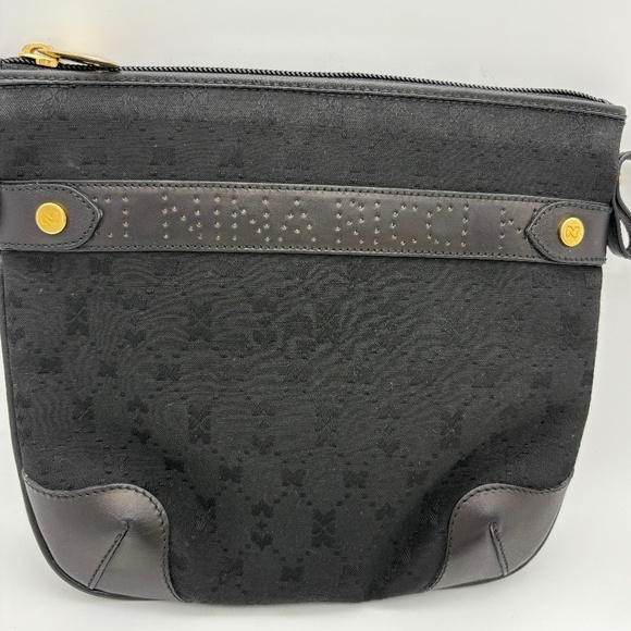 Nina Ricci Vintage Black Canvas Crossbody Purse with Leather Accents/Strap - Picture 2 of 11